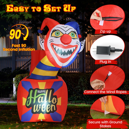 5 Ft Inflatable Clown in a Box Yard Decoration