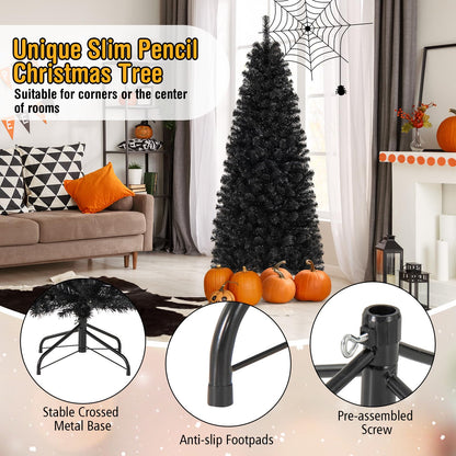 6 Ft Pre-Lit Black Pencil Tree, 280 LED Lights