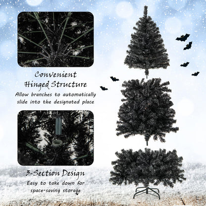 7 Ft Pre-Lit Black Halloween Tree, Bendable Top