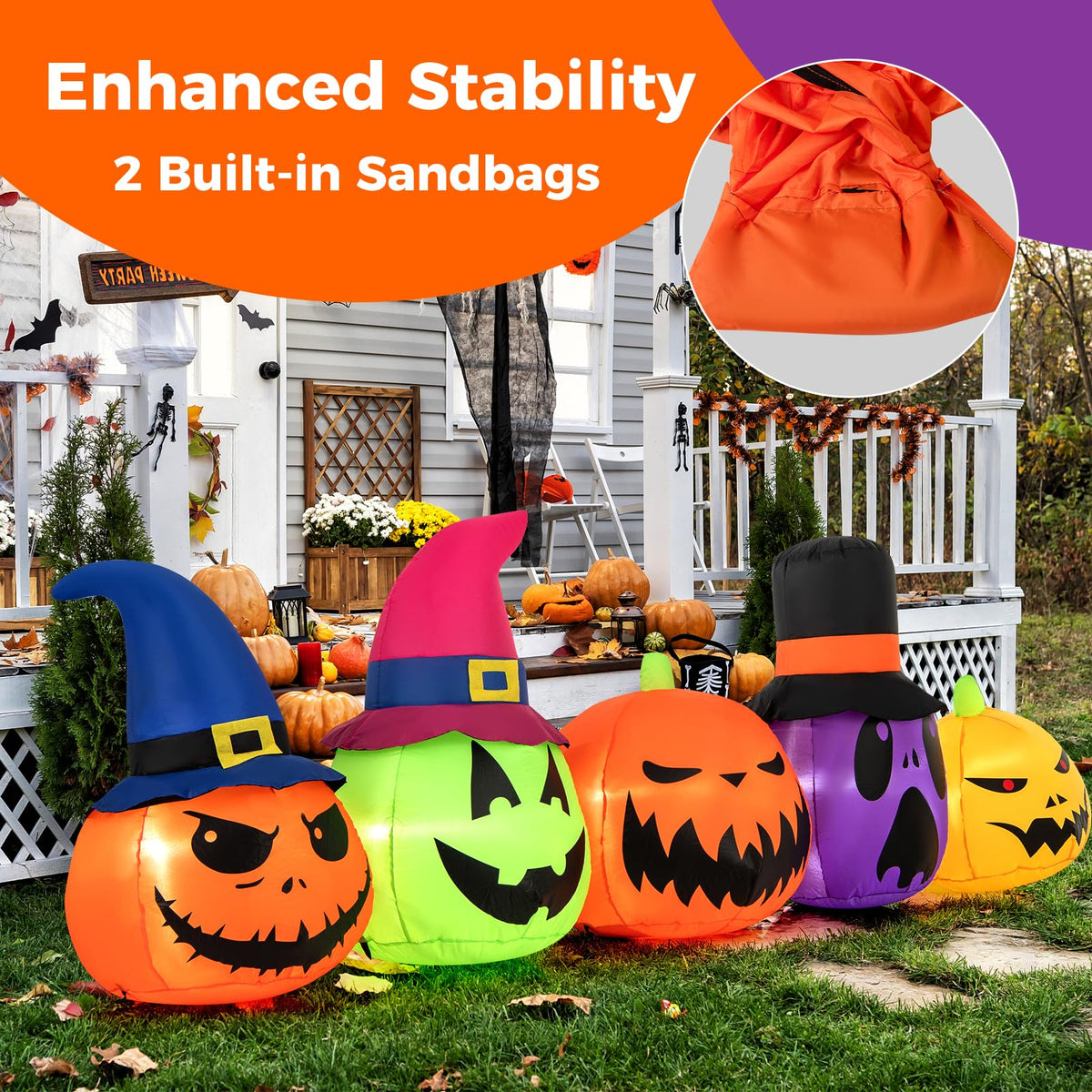 9 Ft Inflatable Pumpkin Family Yard Decoration