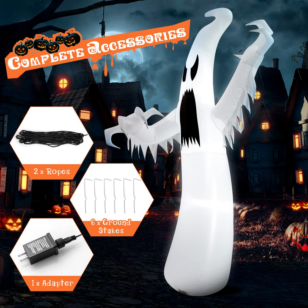 12 Ft Giant Inflatable Ghost Yard Decoration