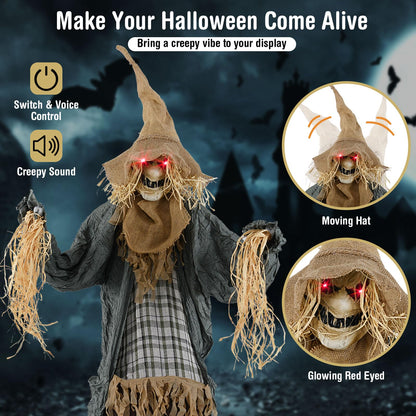 7 Ft Animated Standing Scarecrow Halloween Prop