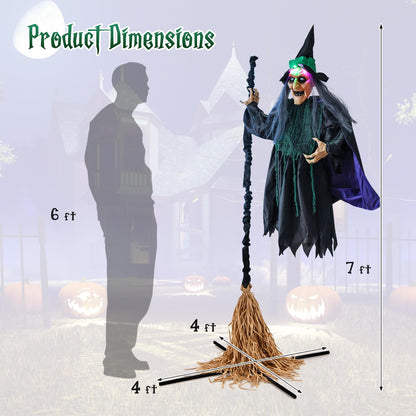 7 Ft Witch on Broom Animatronic Halloween Prop