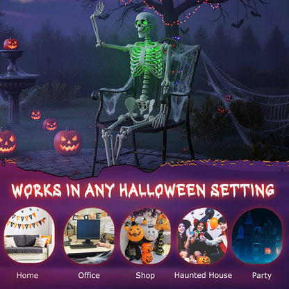63 In Posable Skeleton with Green LED Glow