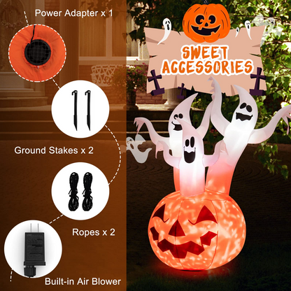 6 Ft Inflatable Ghosts and Pumpkin with Rotating Light