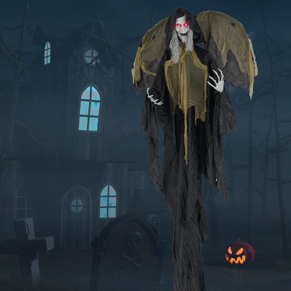 8.2 Ft Standing Witch Animatronic with Red Eyes