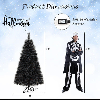 6, 7 or 8 Ft Pre-Lit Black Artificial Tree