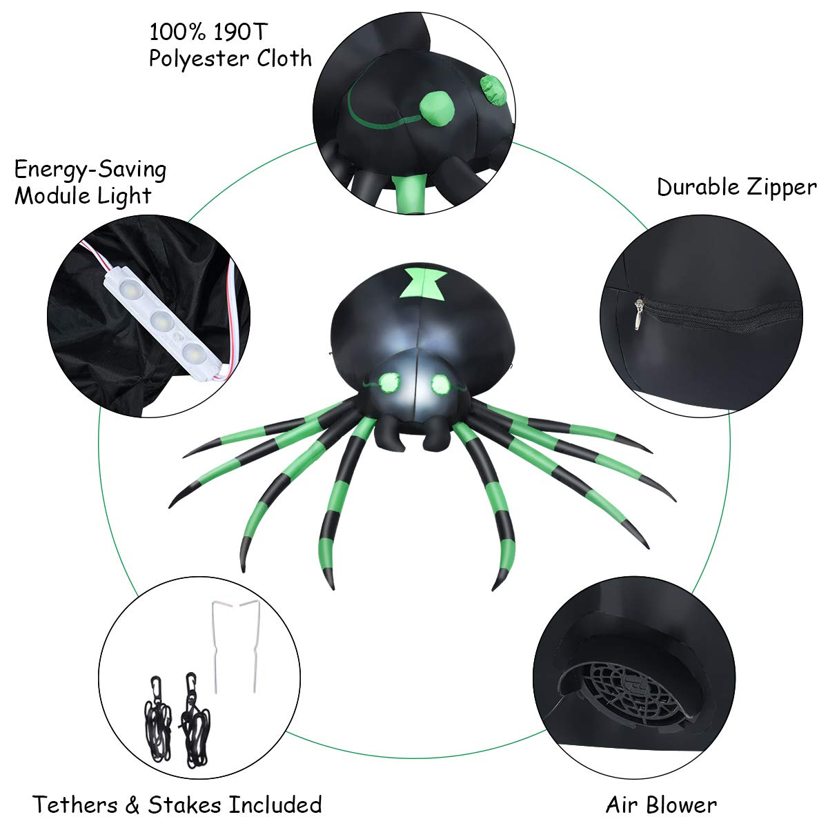 6 Ft Inflatable Light Up Spider Yard Decoration