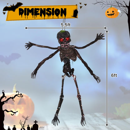 6 Ft Hanging Animated Zombie with Red Eyes