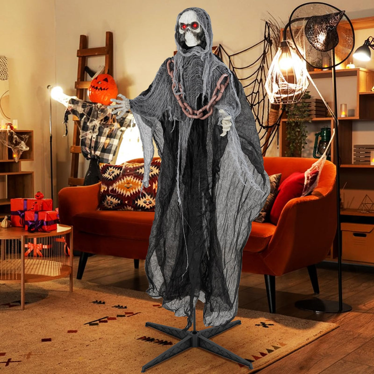 6.4 Ft Animated Grim Reaper with Chain