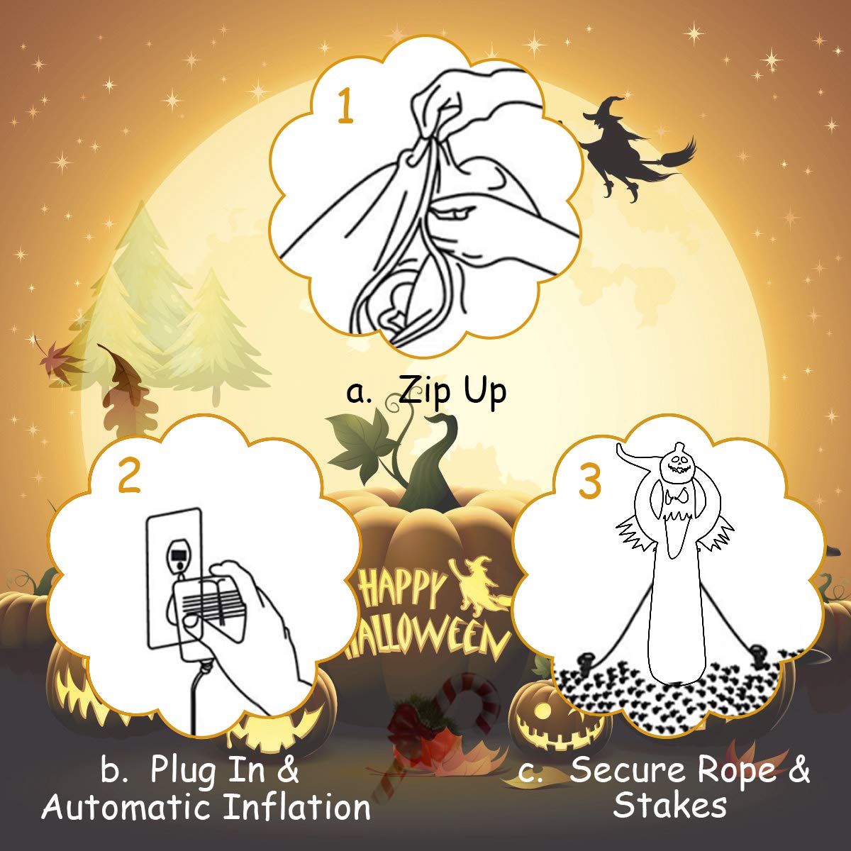 Inflatable Light Up Halloween Ghost Yard Decor