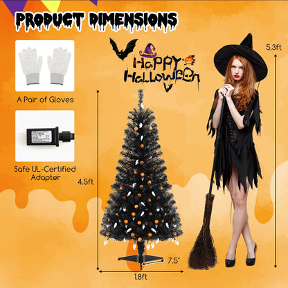 4.5 Ft Pre-Lit Black Halloween Tree with Music