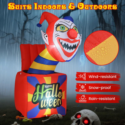 5 Ft Inflatable Clown in a Box Yard Decoration