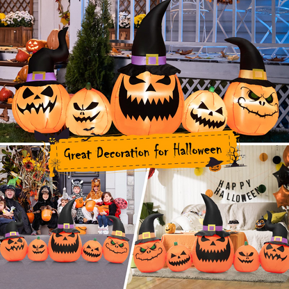 8 Ft Inflatable Pumpkin Family with LED Lights