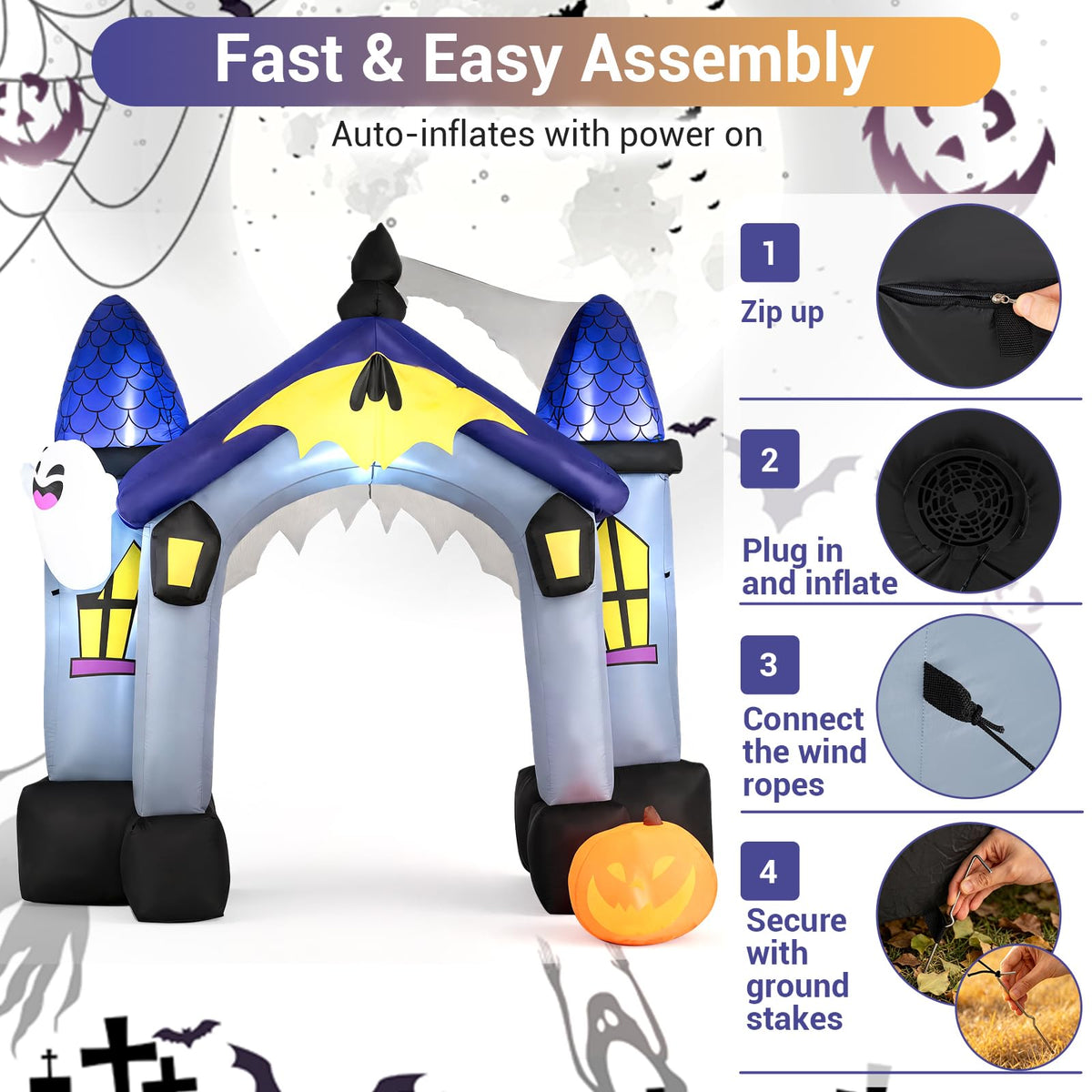 9 Ft Halloween Inflatable Castle Archway