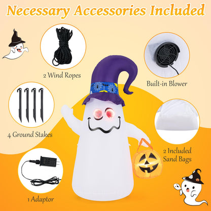 6 Ft Inflatable Ghost with Jack-O-Lantern