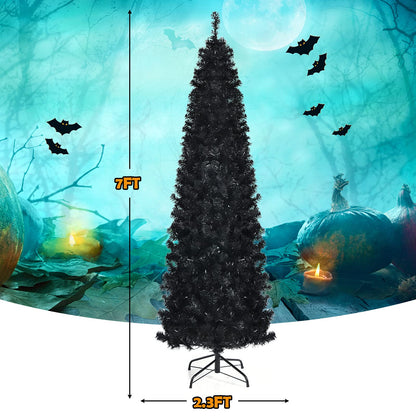 6 Ft Pre-Lit Black Pencil Tree, 280 LED Lights
