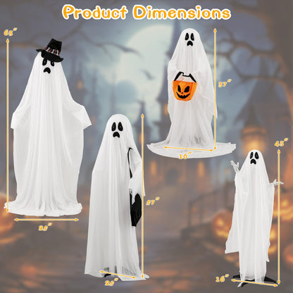 Light Up Ghost Family, 4 Piece Halloween Set