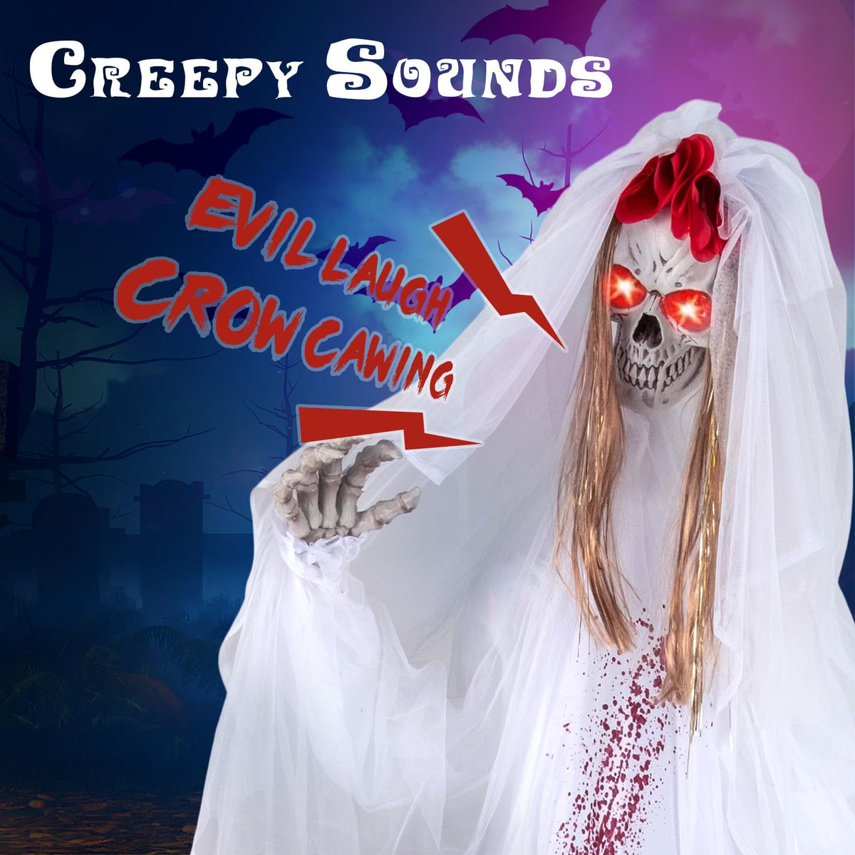 7.2 Ft Animatronic Skeleton Bride and Groom