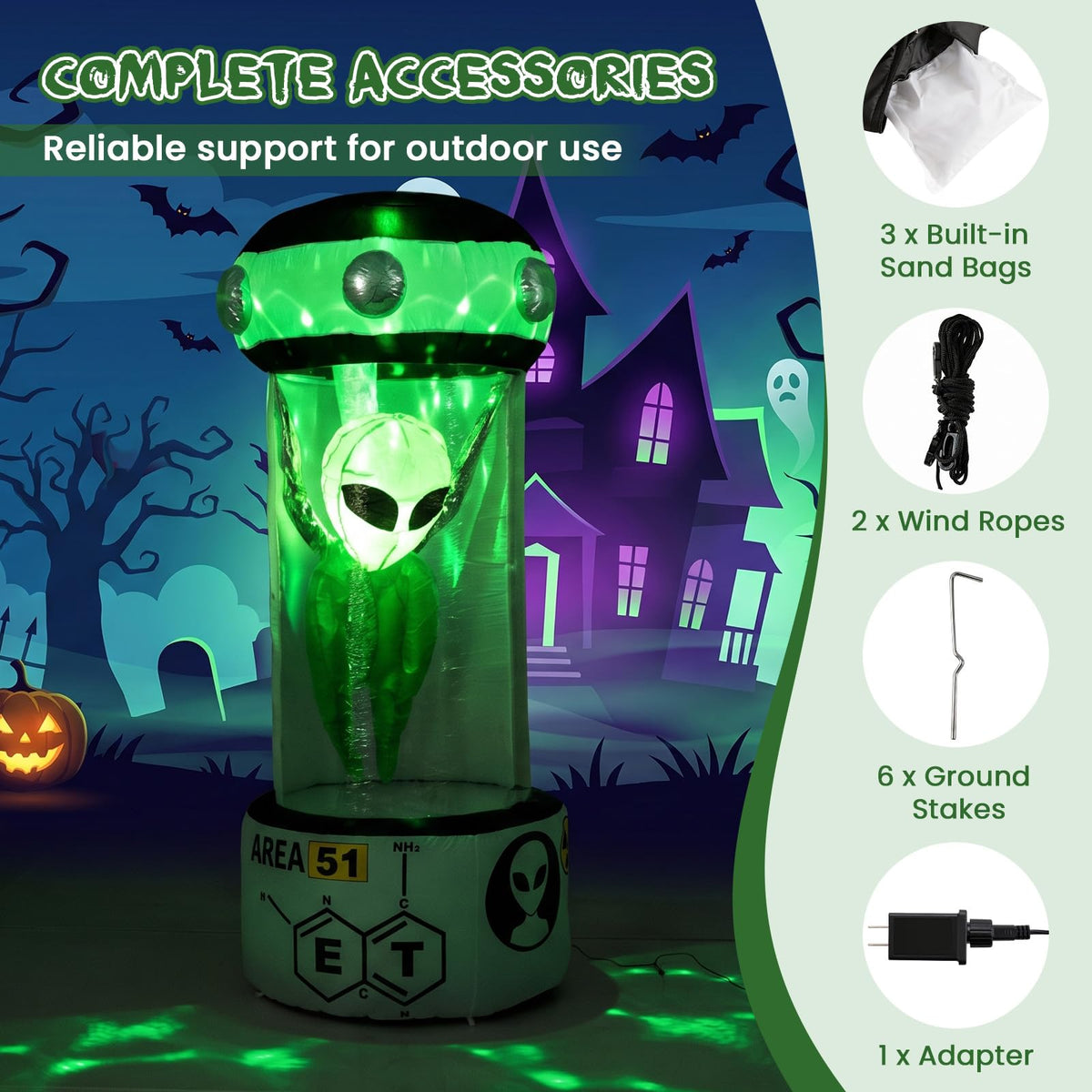 7.4 Ft Inflatable Alien Stasis Pod Yard Decor
