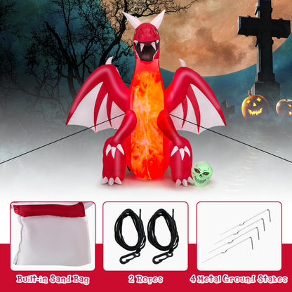 8 Ft Inflatable Fire Dragon Yard Decoration