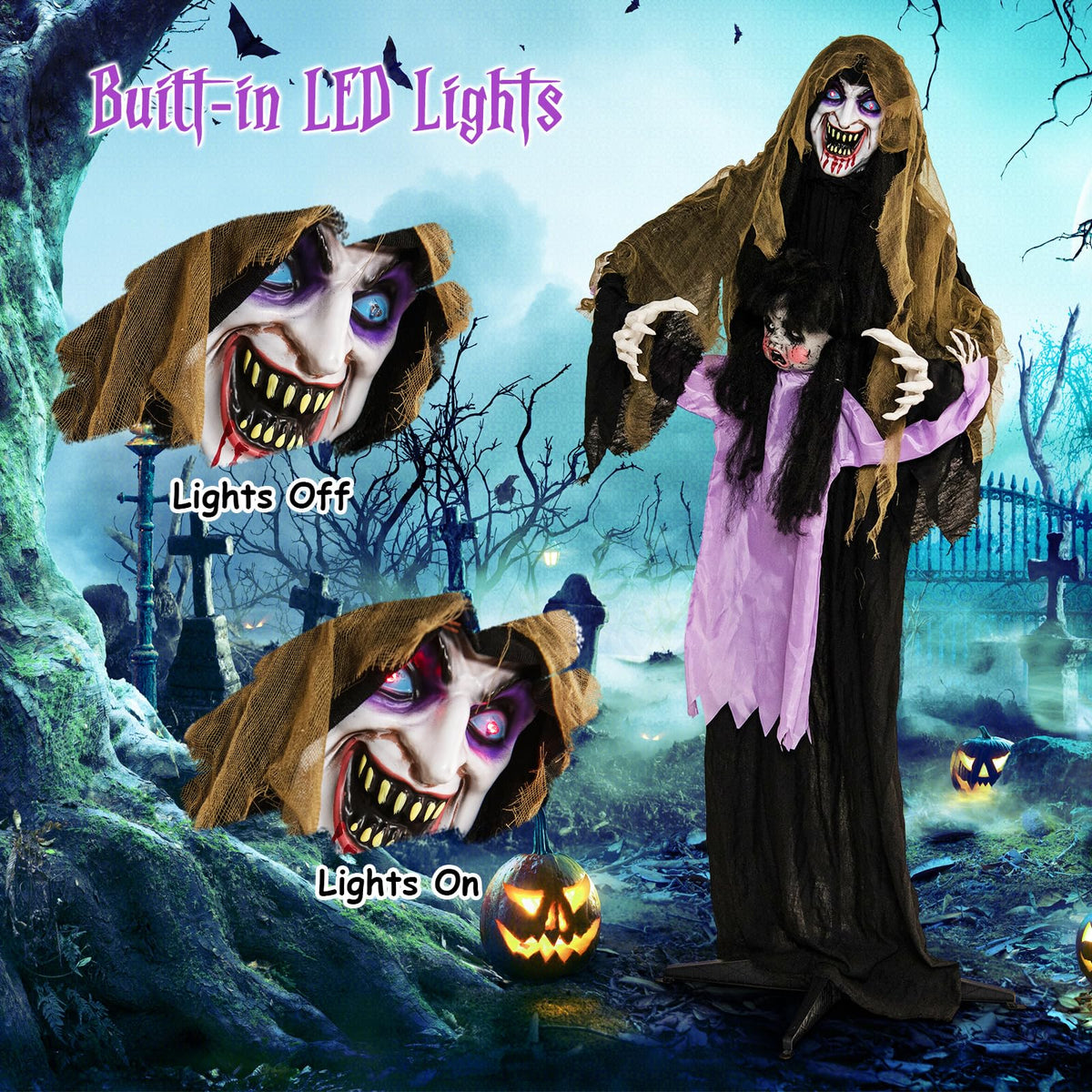 5.6 Ft Animated Vampire with Doll and LED Eyes