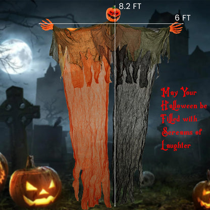 6 Ft Hanging Ghost Pumpkin Man with LED Eyes