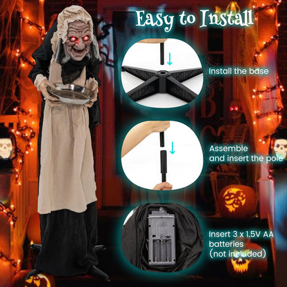 5.2 Ft Animated Old Lady Greeter with Candy Dish