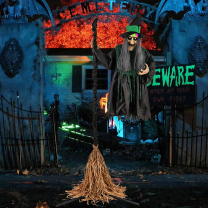 7 Ft Witch on Broom Animatronic Halloween Prop