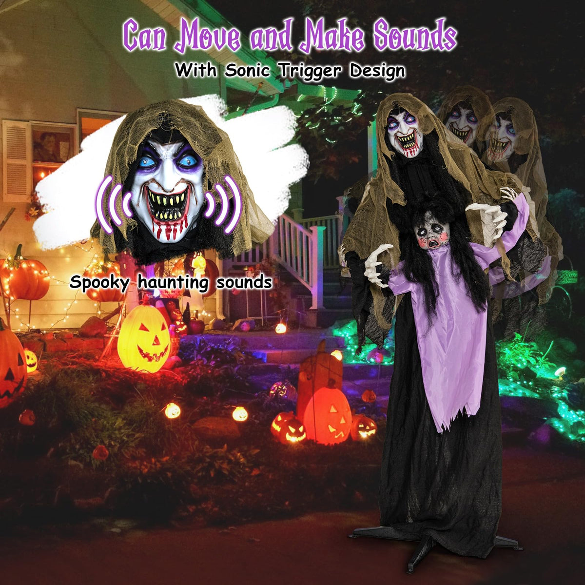 5.6 Ft Animated Vampire with Doll and LED Eyes