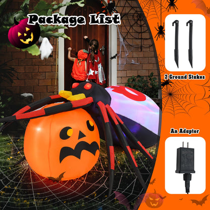 5 Ft Inflatable Spider on Pumpkin Yard Decoration