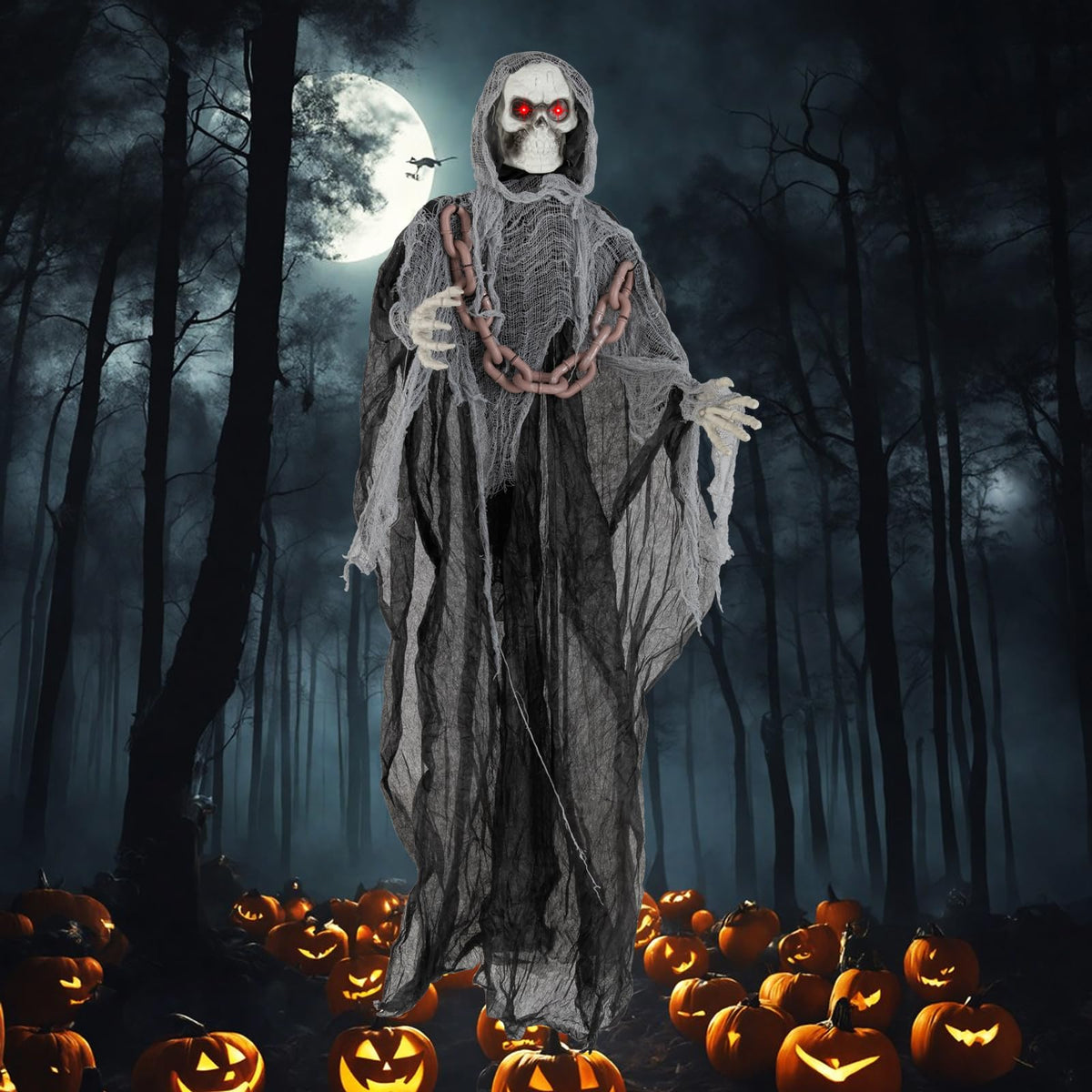 6.4 Ft Animated Grim Reaper with Chain
