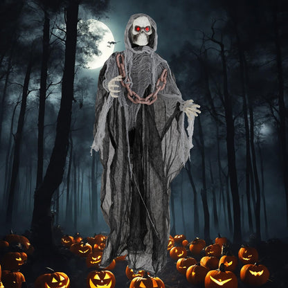 6.4 Ft Animated Grim Reaper with Chain