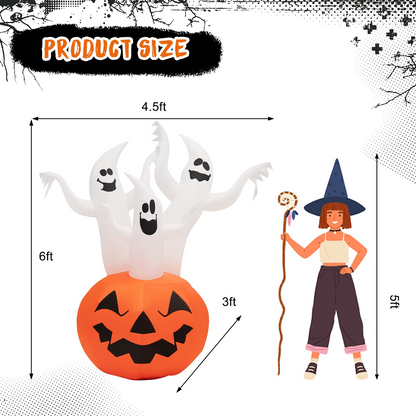 6 Ft Inflatable Ghosts and Pumpkin with Rotating Light