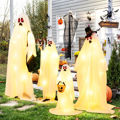 Light Up Ghost Family, 4 Piece Halloween Set