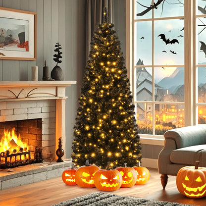 6 Ft Pre-Lit Black Pencil Tree, 280 LED Lights