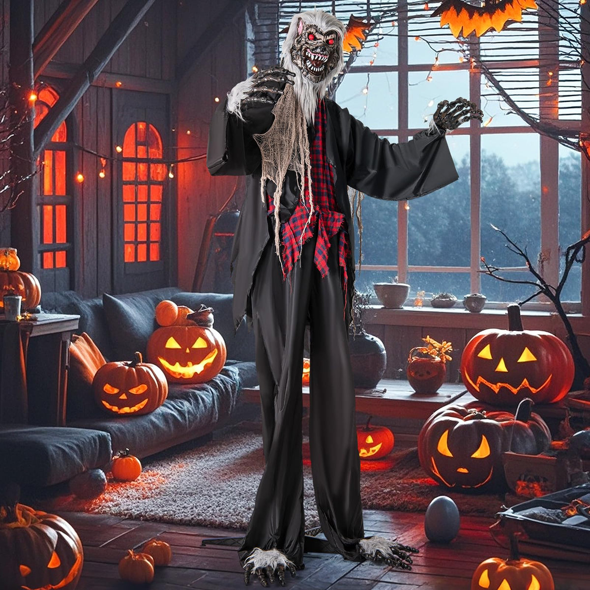 8.2 Ft Animatronic Werewolf with Light Up Eyes