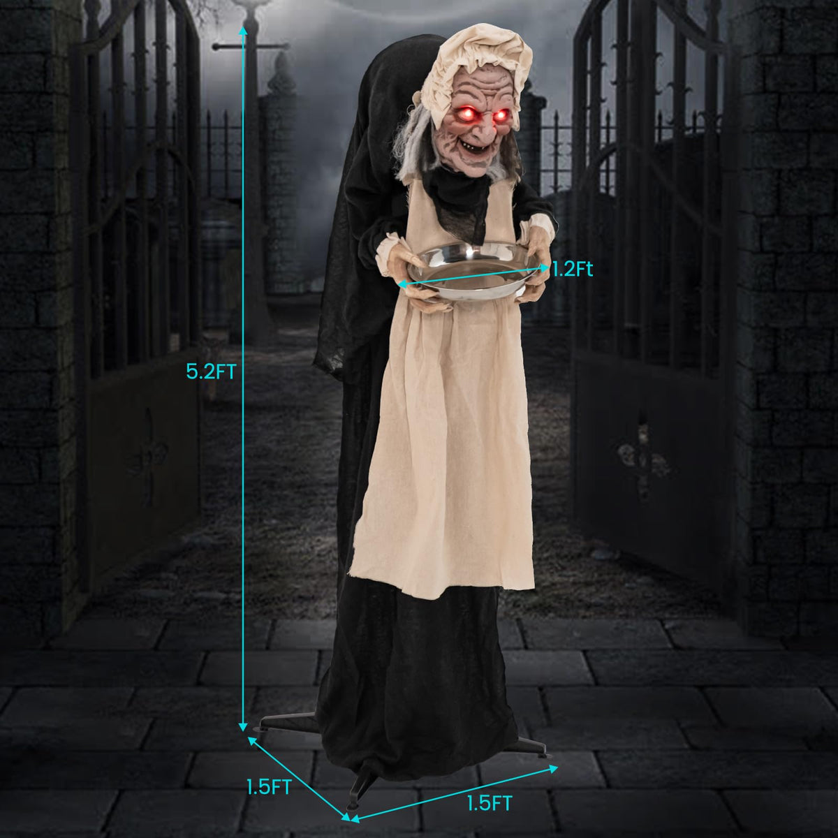 5.2 Ft Animated Old Lady Greeter with Candy Dish