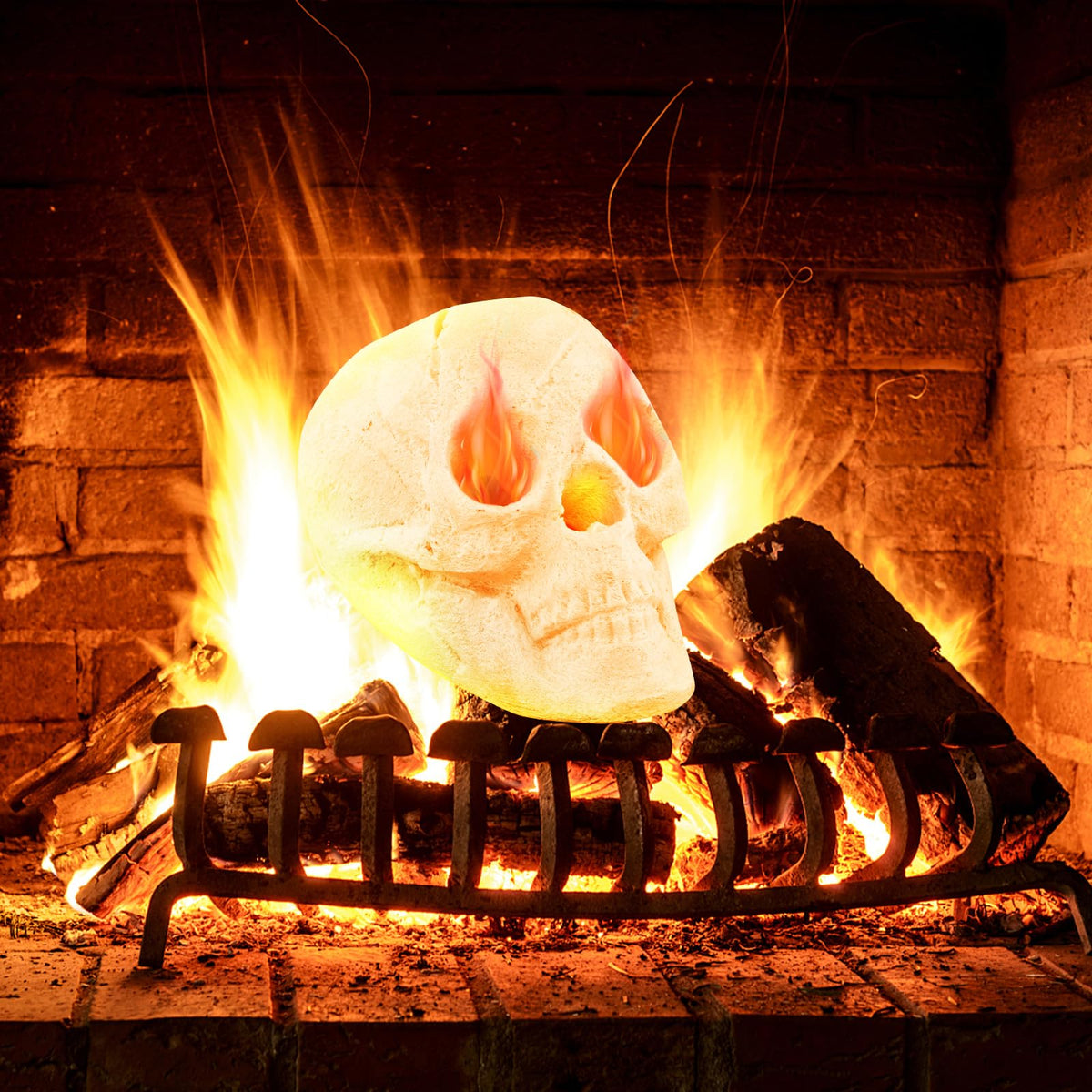 Ceramic Fire Pit Skull Halloween Decoration