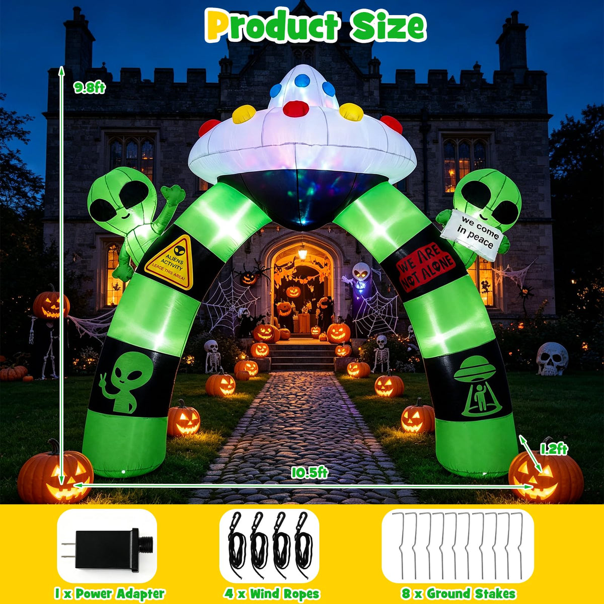 9.8 Ft Inflatable Alien Archway With Lights
