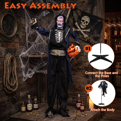 6 Ft Animated Vampire Pirate with Pop-Up Head