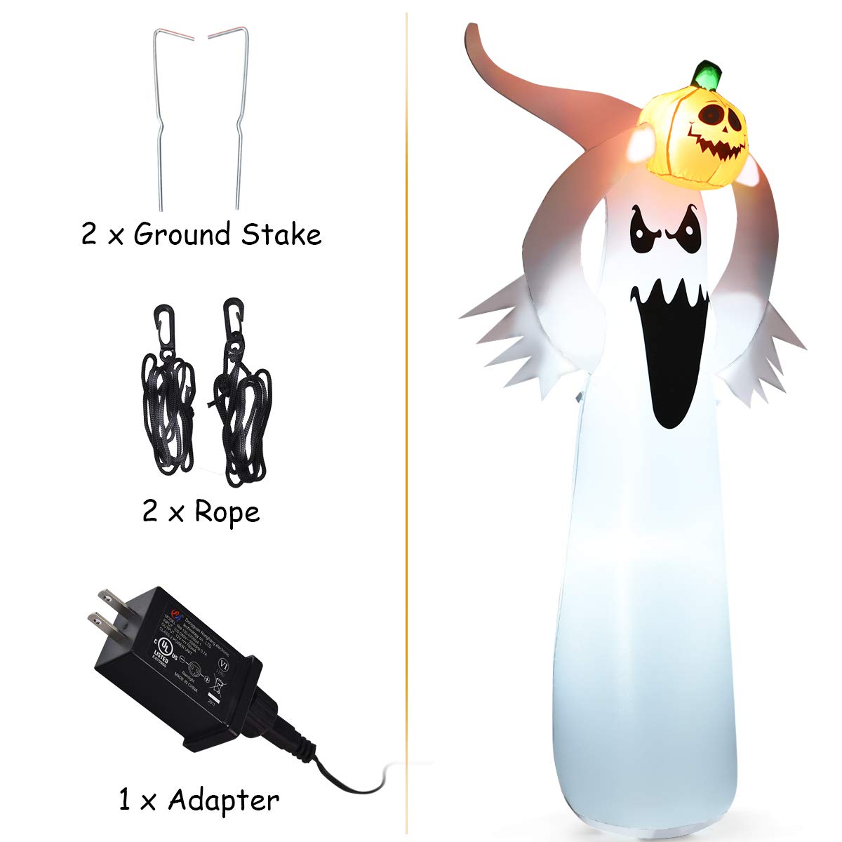 Inflatable Light Up Halloween Ghost Yard Decor