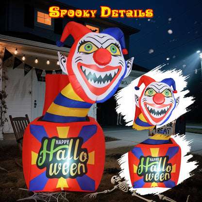 5 Ft Inflatable Clown in a Box Yard Decoration