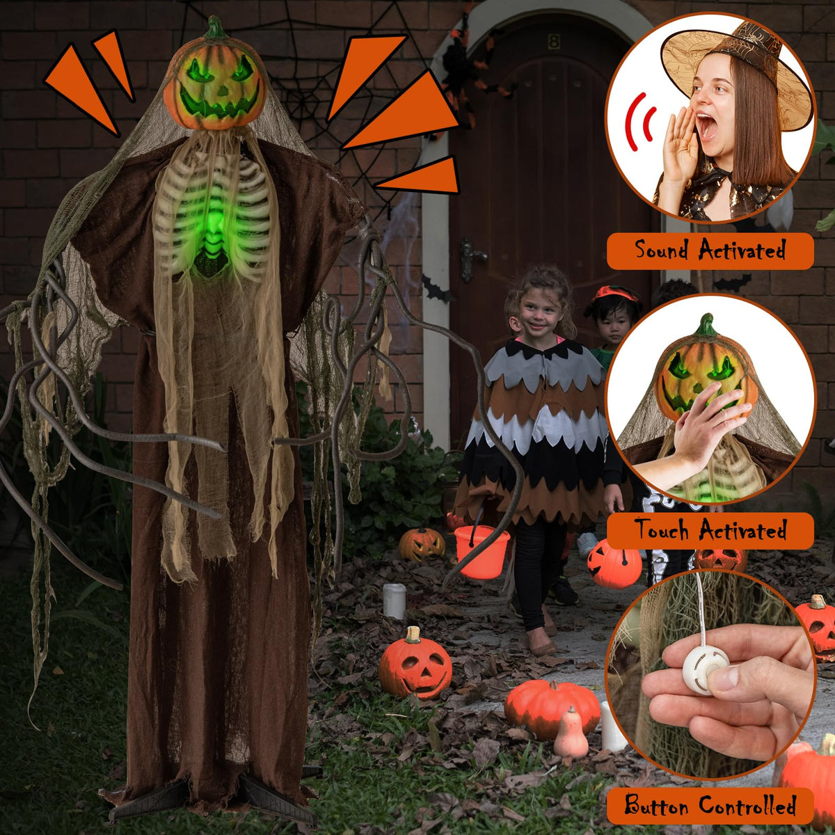 6 Ft Talking Ghost Pumpkin with Moving Head
