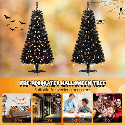 4.5 Ft Pre-Lit Black Halloween Tree with Music