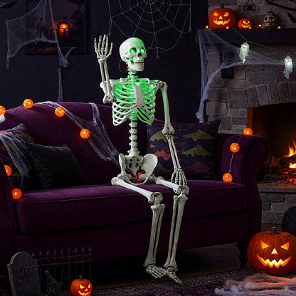 63 In Posable Skeleton with Green LED Glow