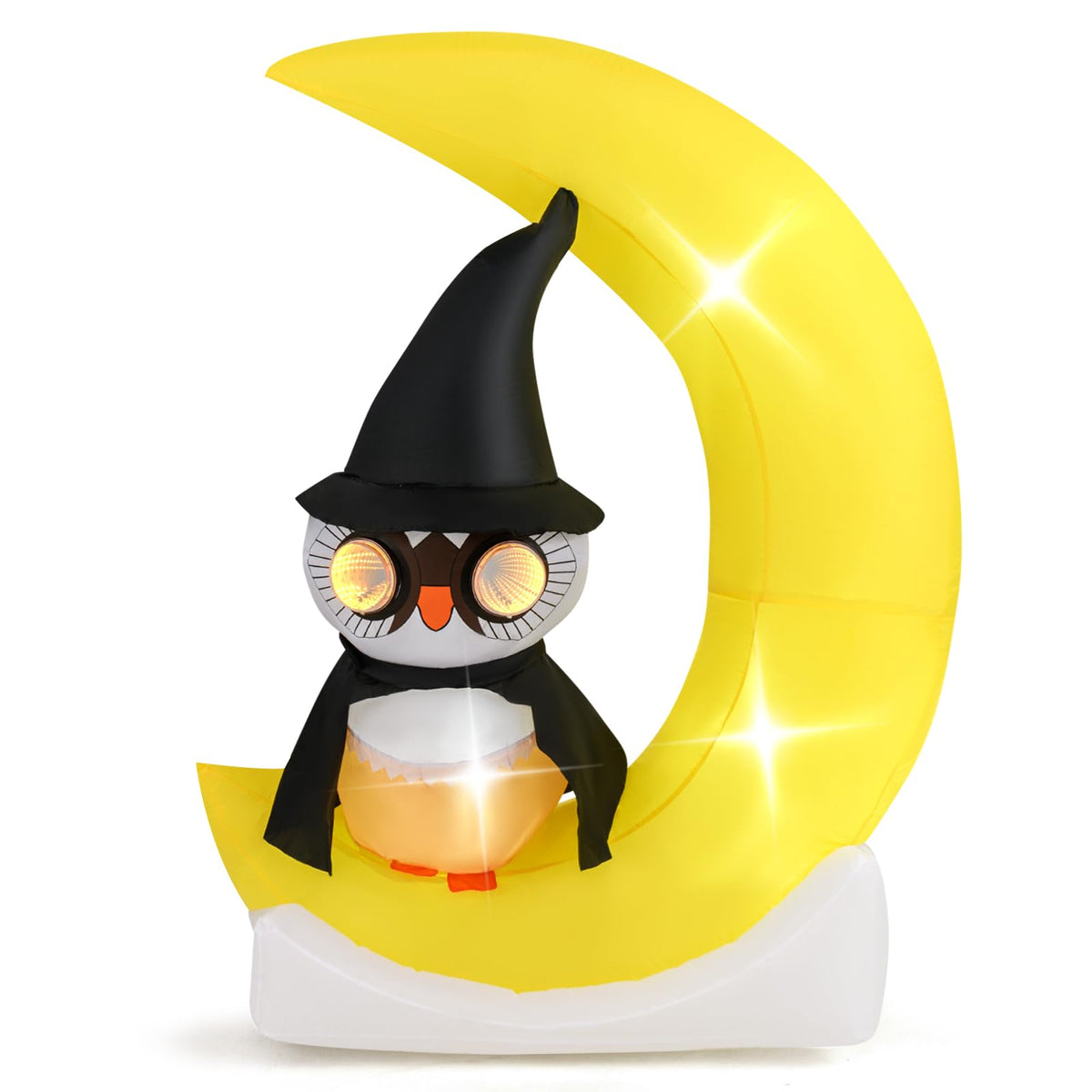 5.1 Ft Inflatable Owl on the Moon With Witch Hat