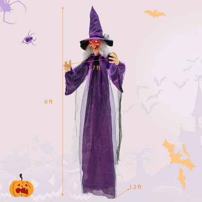 6 Ft Hanging Animatronic Witch with Sound