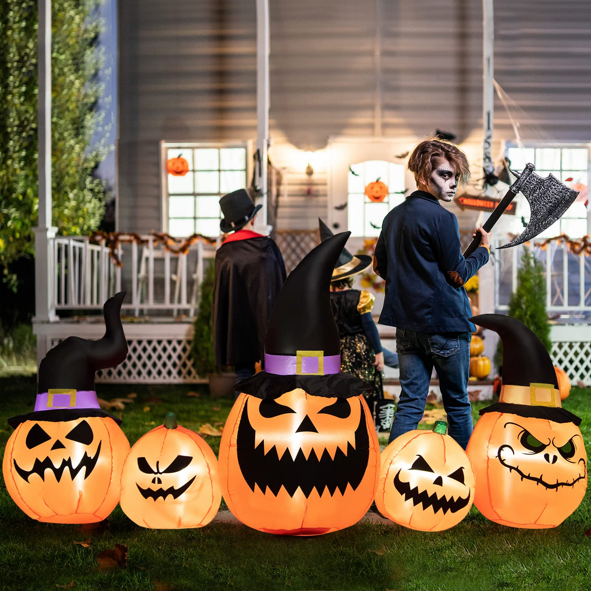 8 Ft Inflatable Pumpkin Family with LED Lights
