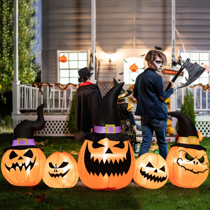 8 Ft Inflatable Pumpkin Family with LED Lights